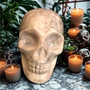 Lilac Marble Hand-Carved Skull | Crystal Carving | 629g